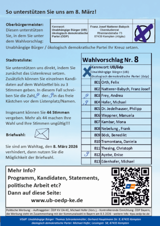 Ihre Unterstützung bei der Kommunalwahl 2026